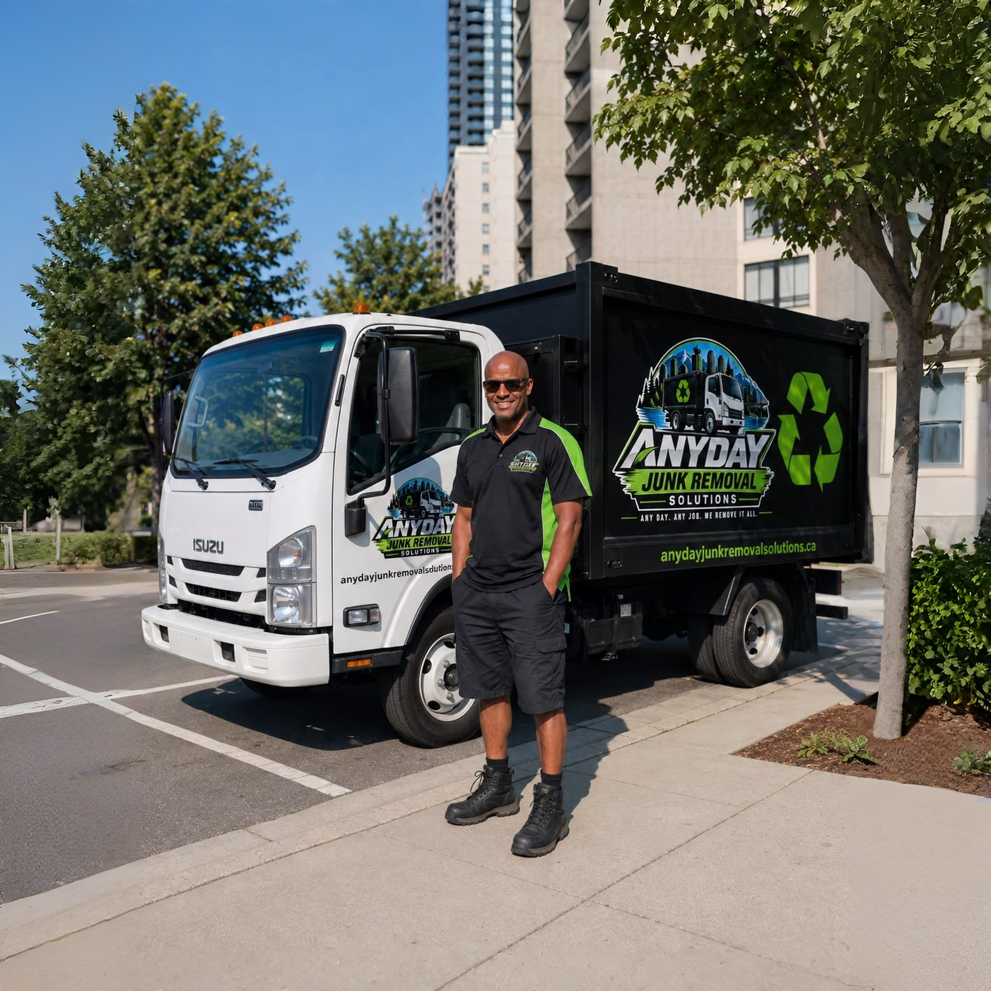 Anyday Junk Removal Solutions crew loading a truck in Downtown Vancouver